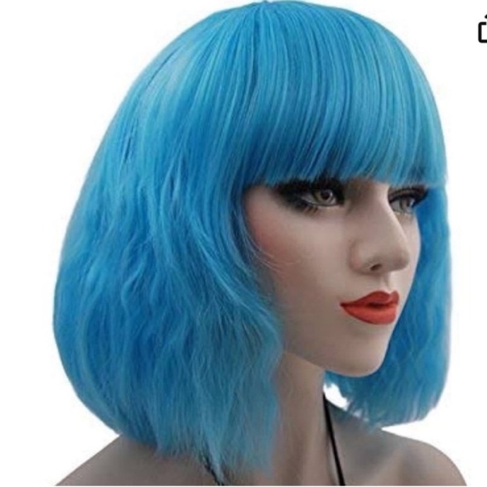 Blue wig with bangs